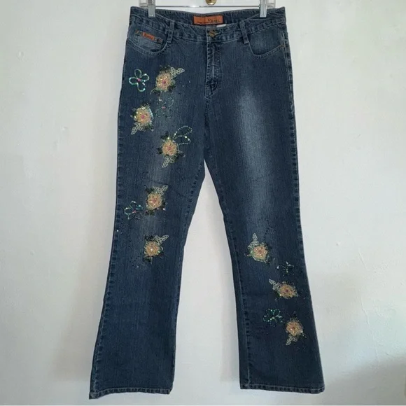 Vintage Daniel Y2K Floral Beaded Jeans - Picture 7 of 13
